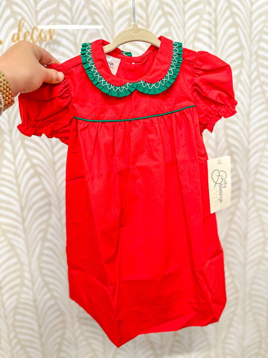 Red & Green Geo Caroline Dress