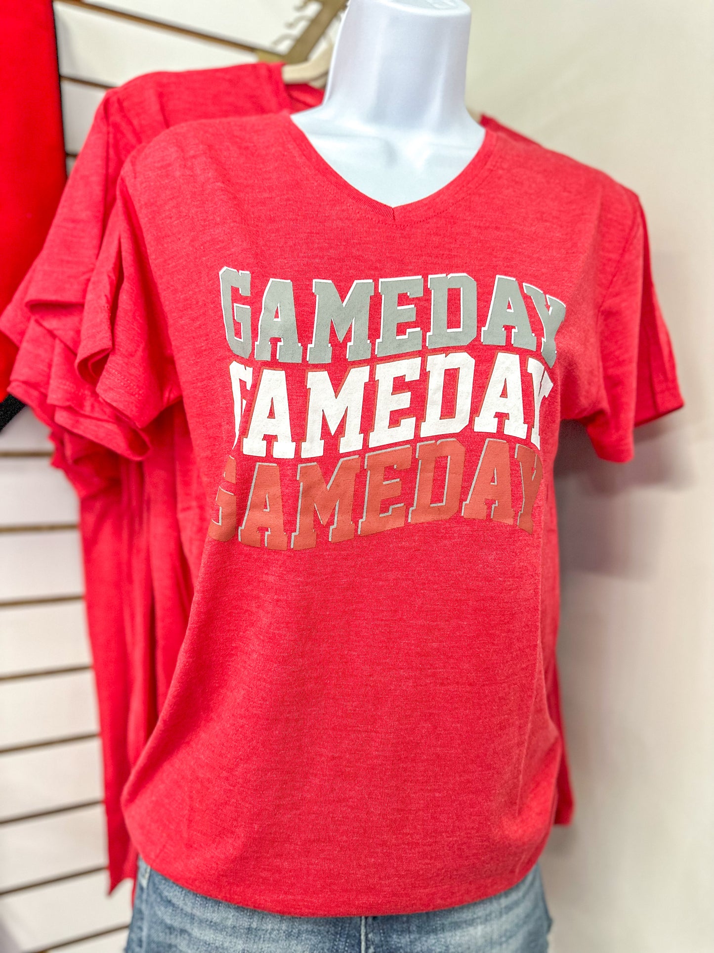 Red & White Game Day Wave T-Shirt