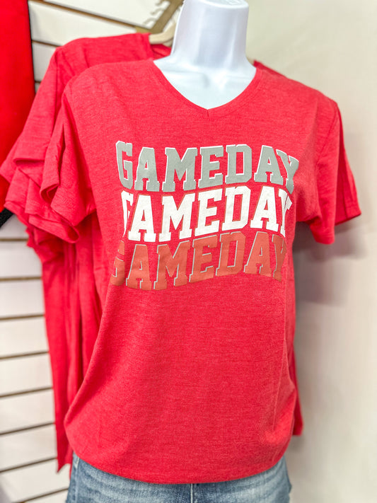 Red & White Game Day Wave T-Shirt