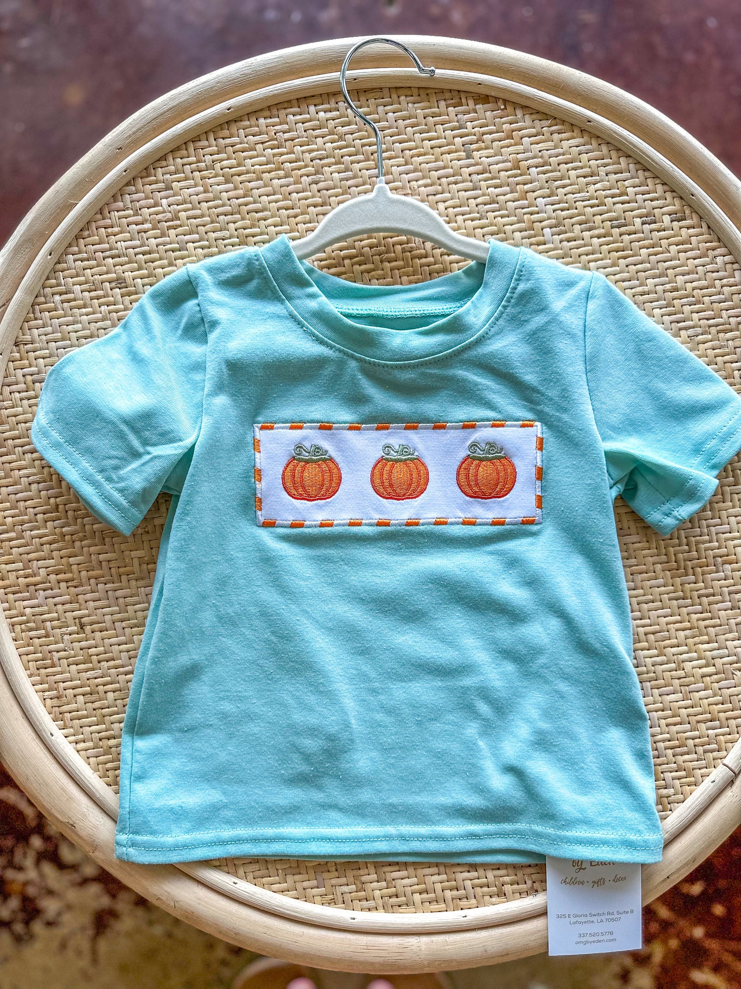 Mint Green Pumpkin Power Embroidered Shirt