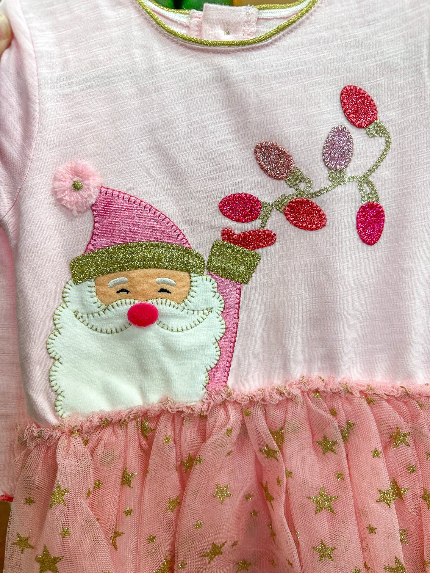 Pink Santa's Sweetheart Glitter Mesh Dress