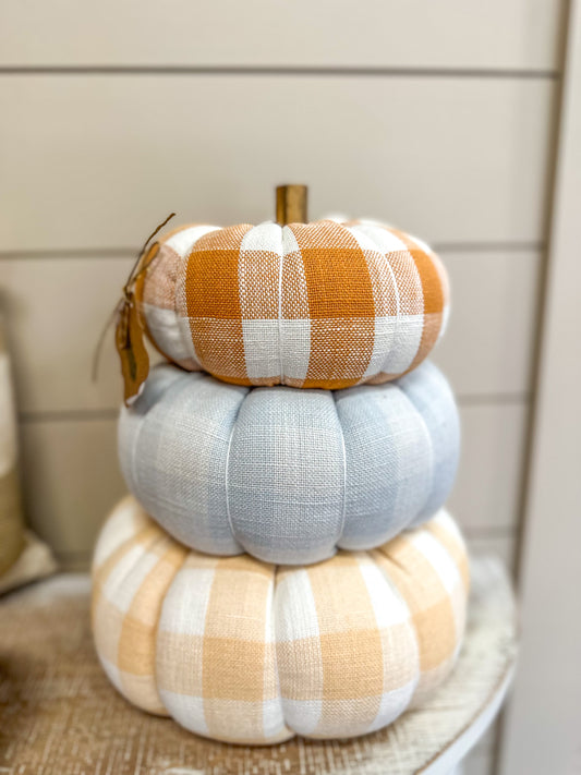 Gingham Stacked Pumpkins