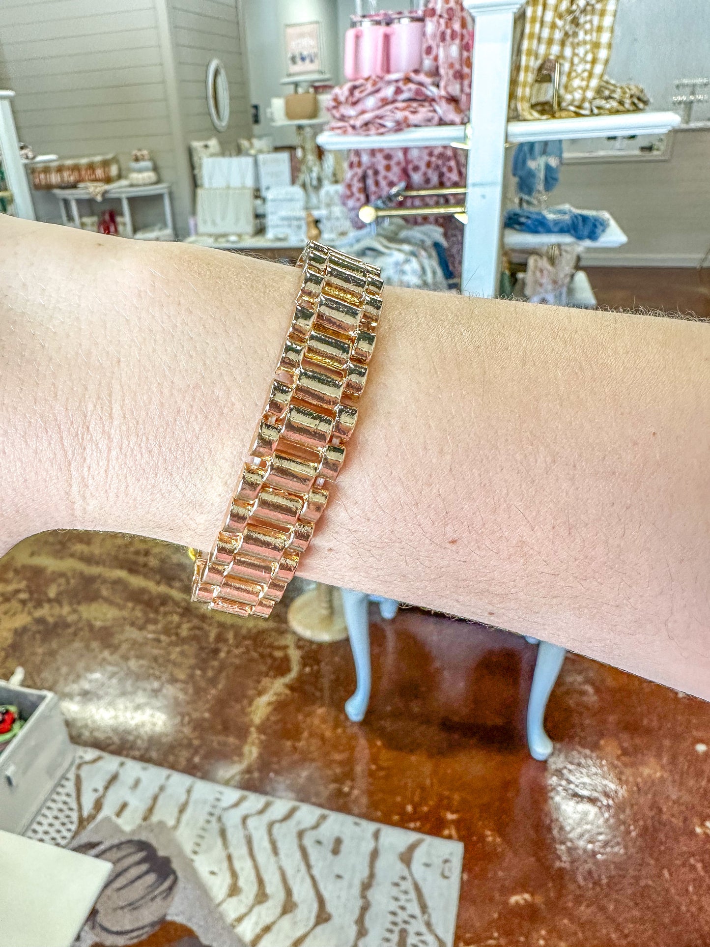 Gold Watch Band Stretch Bracelet