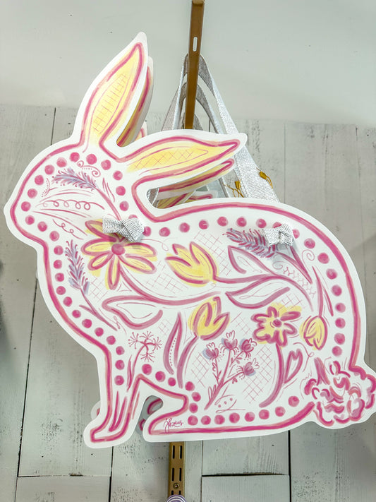Pink Chinoiserie Bunny Door Hanger