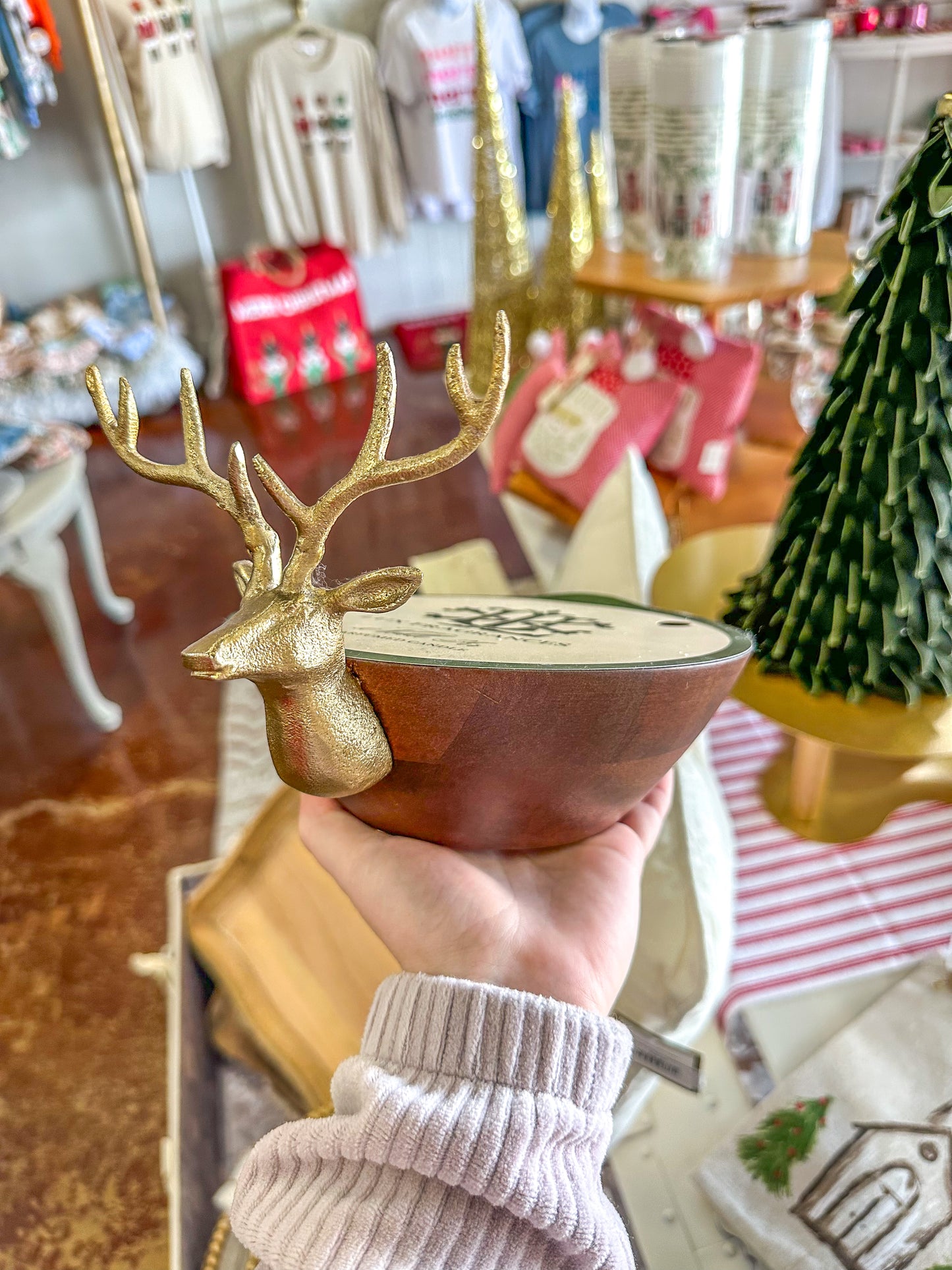 Noble Fir Reindeer Bowl Candle