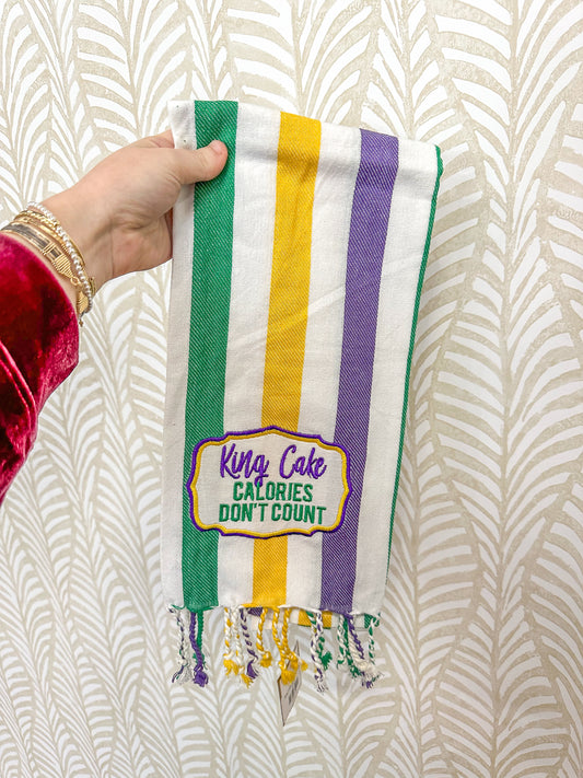 King Cake Stripe Hand Towel
