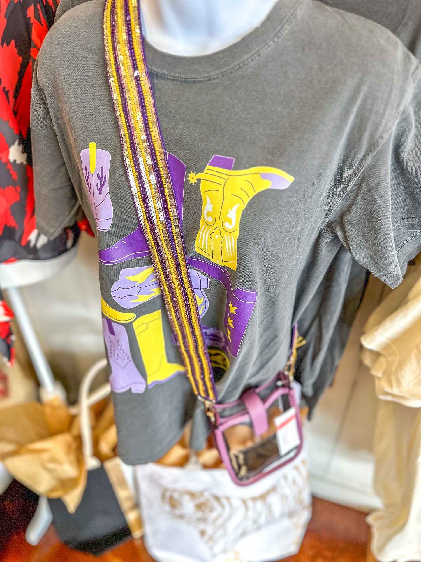 Purple & Gold Sequin Bag Strap