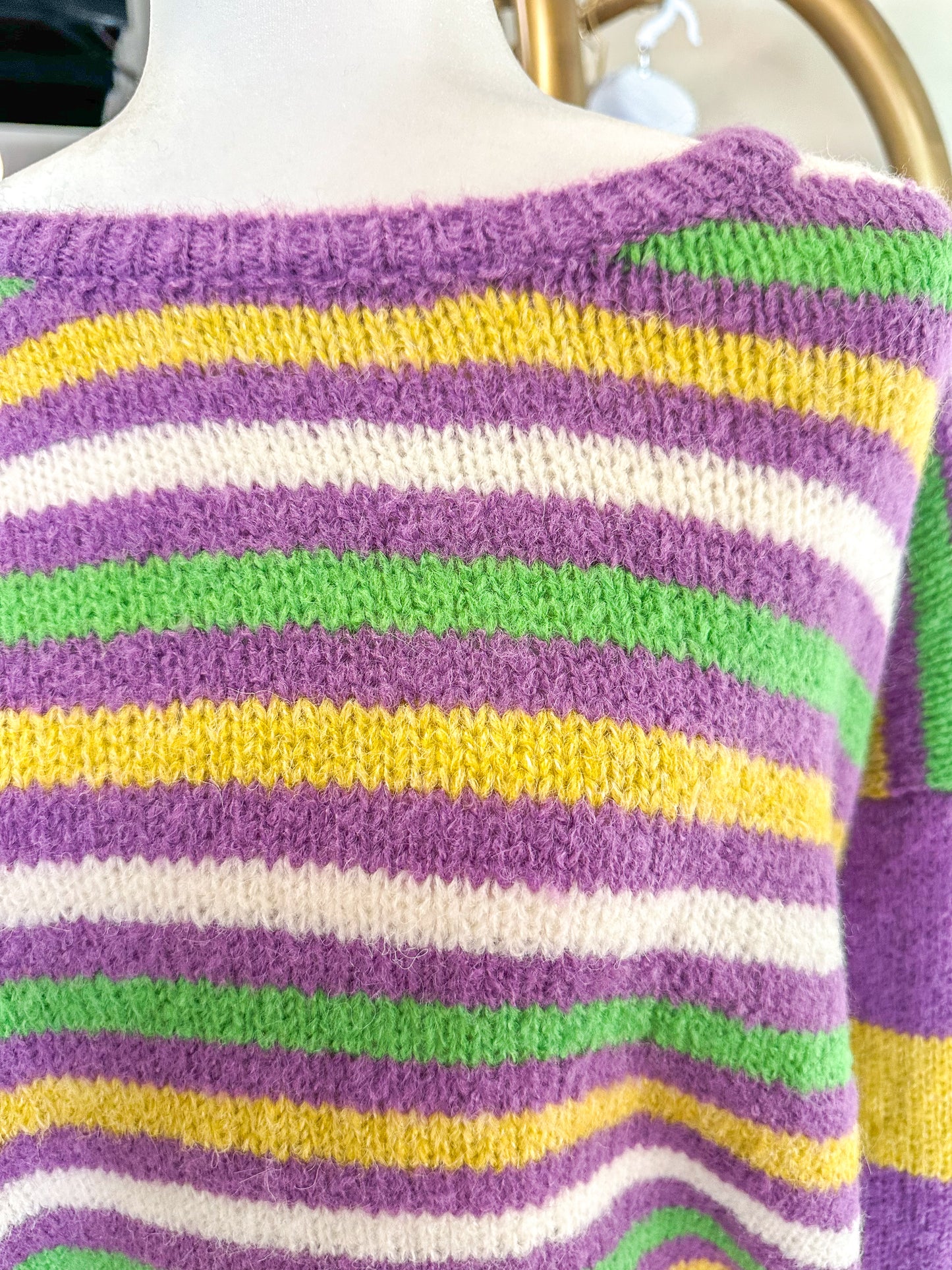 Striped Mardi Gras Colors Sweater