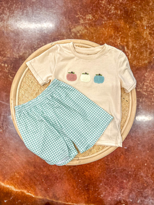 Pumpkin French Knot Boy Shorts Set