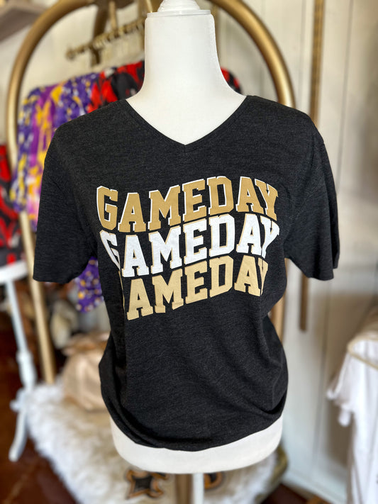 Black & Gold Game Day Wave T-Shirt