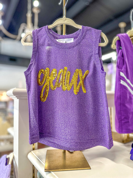 GEAUX Purple Glitter Tank