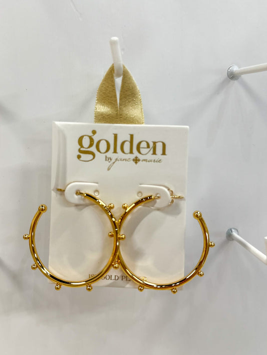 Golden 18K Gold Plated Grace Hoop Earrings