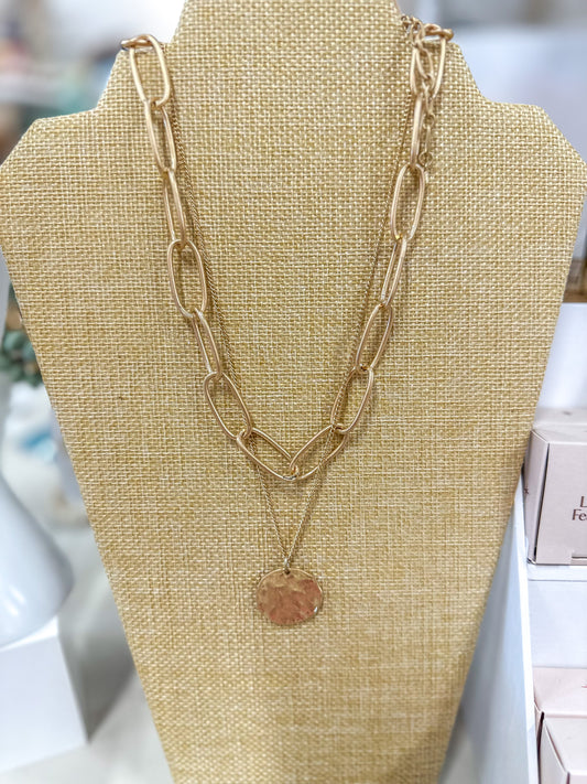 Gold Chain W/ Coin Layered Necklace 17"-19"