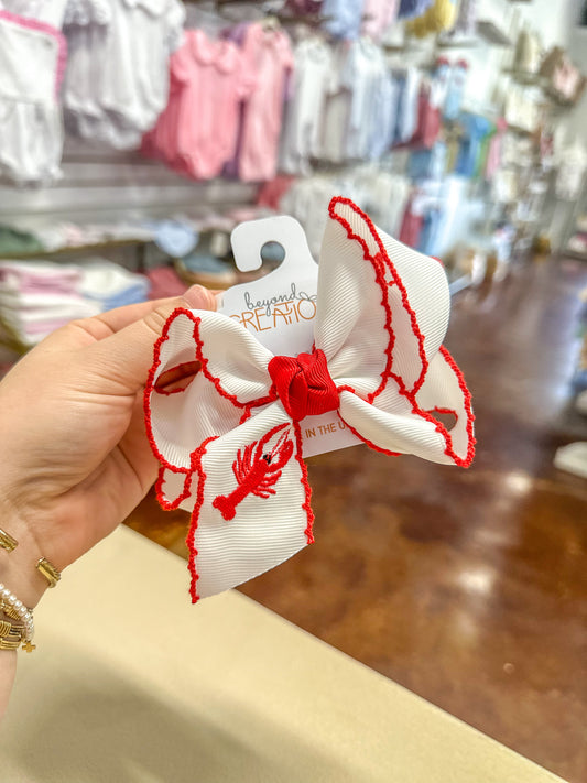 Embroidered Crawfish Bow
