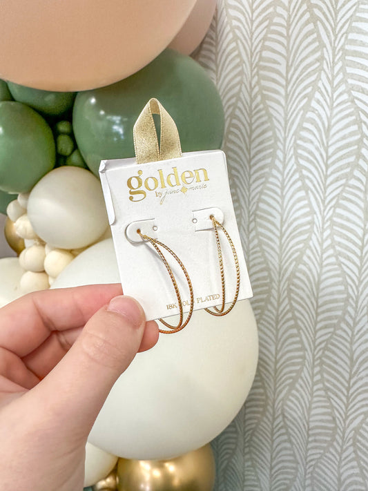 Golden 18K Gold Plated Elizabeth Hoop Earrings