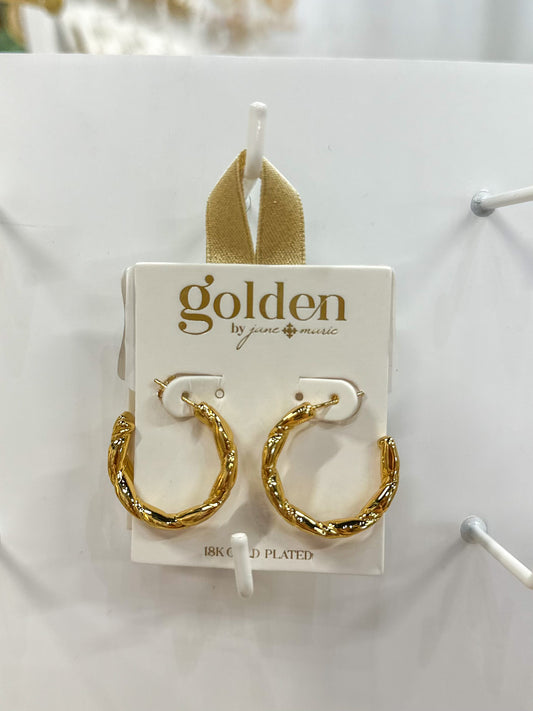 Golden 18K Gold Plated Chelsea Hoop Earrings