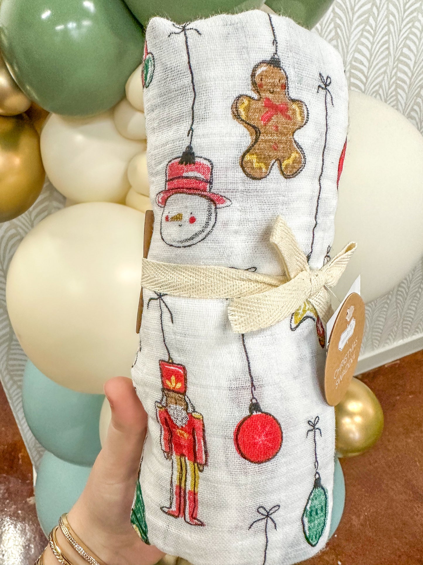 White Christmas Ornament Swaddle