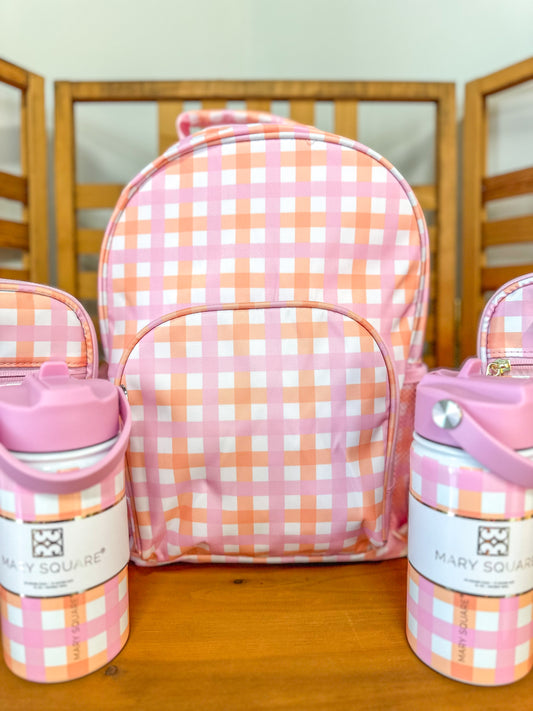 Pink/Orange Pretty Plaid Kids Backpack