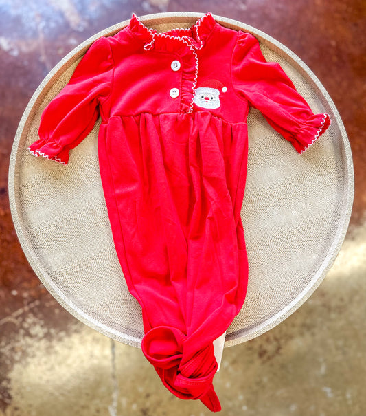 He's Coming To Town Classic Red Newborn Gown