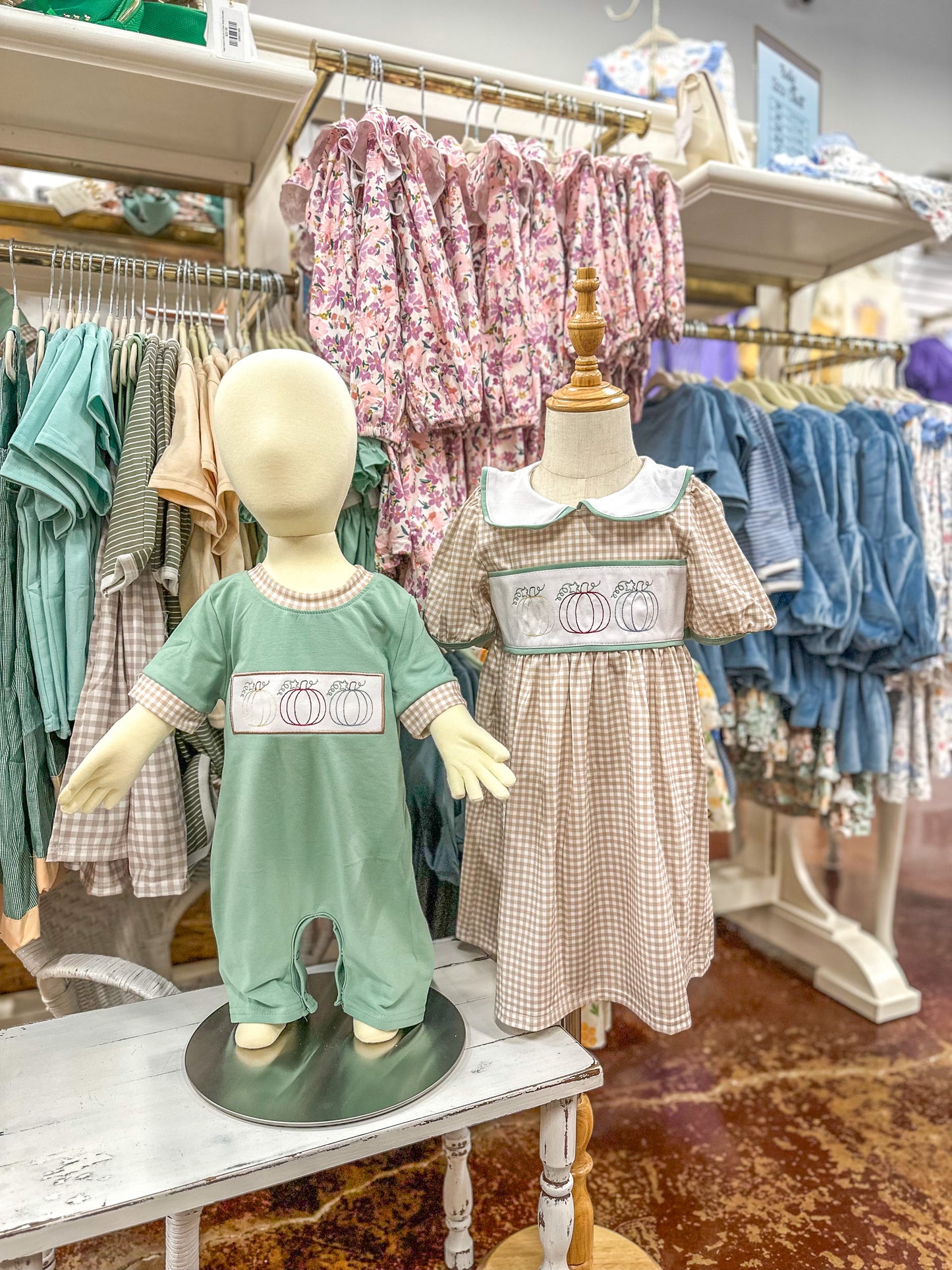 Plaid Pumpkin Patch Embroidered Dress