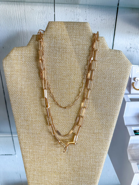 Matte Gold 3-Layer Multi-Function Chain Necklace