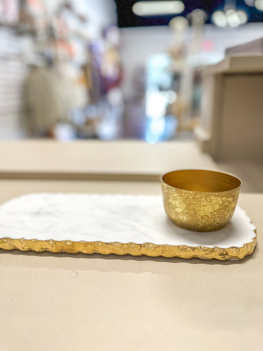 Chipped Marble Dip & Tray Set