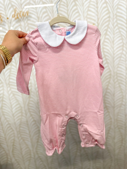 Claire Romper- Light Pink Stripe