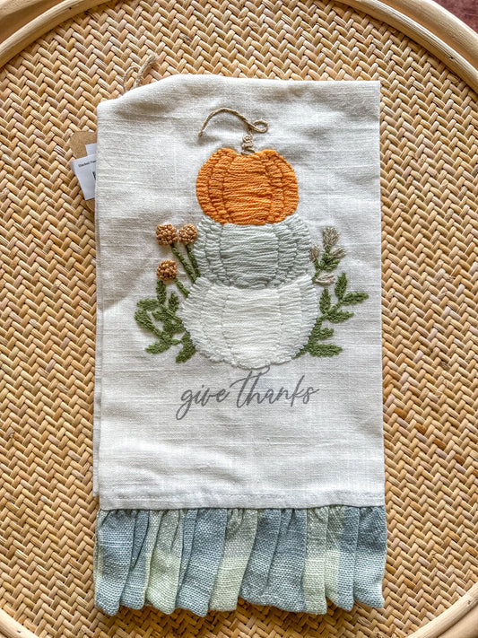 Stacked Pumpkin Check Hem Decorative Towel