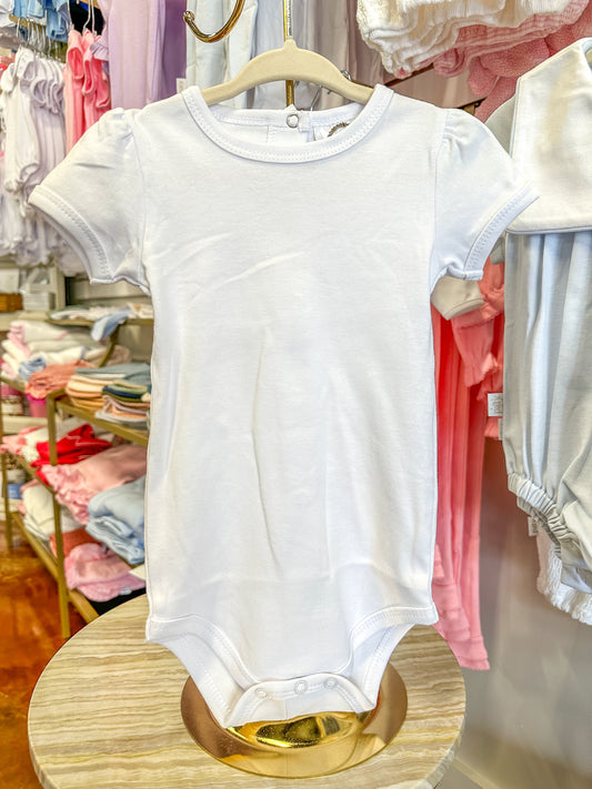 BB White Girl's Puff Sleeve Infant Bodysuit