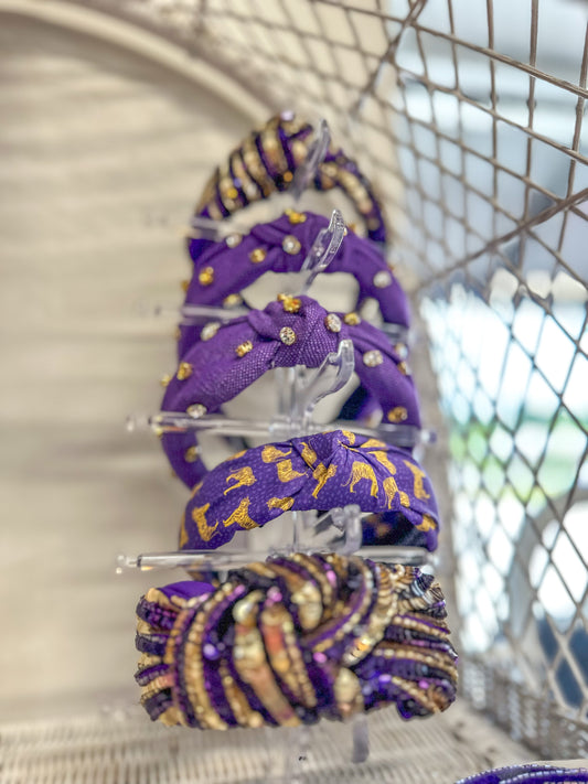 Purple & Gold Sequins Knot Headband