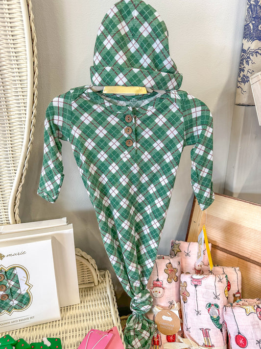 Wintergreen Infant Gown & Beanie Set