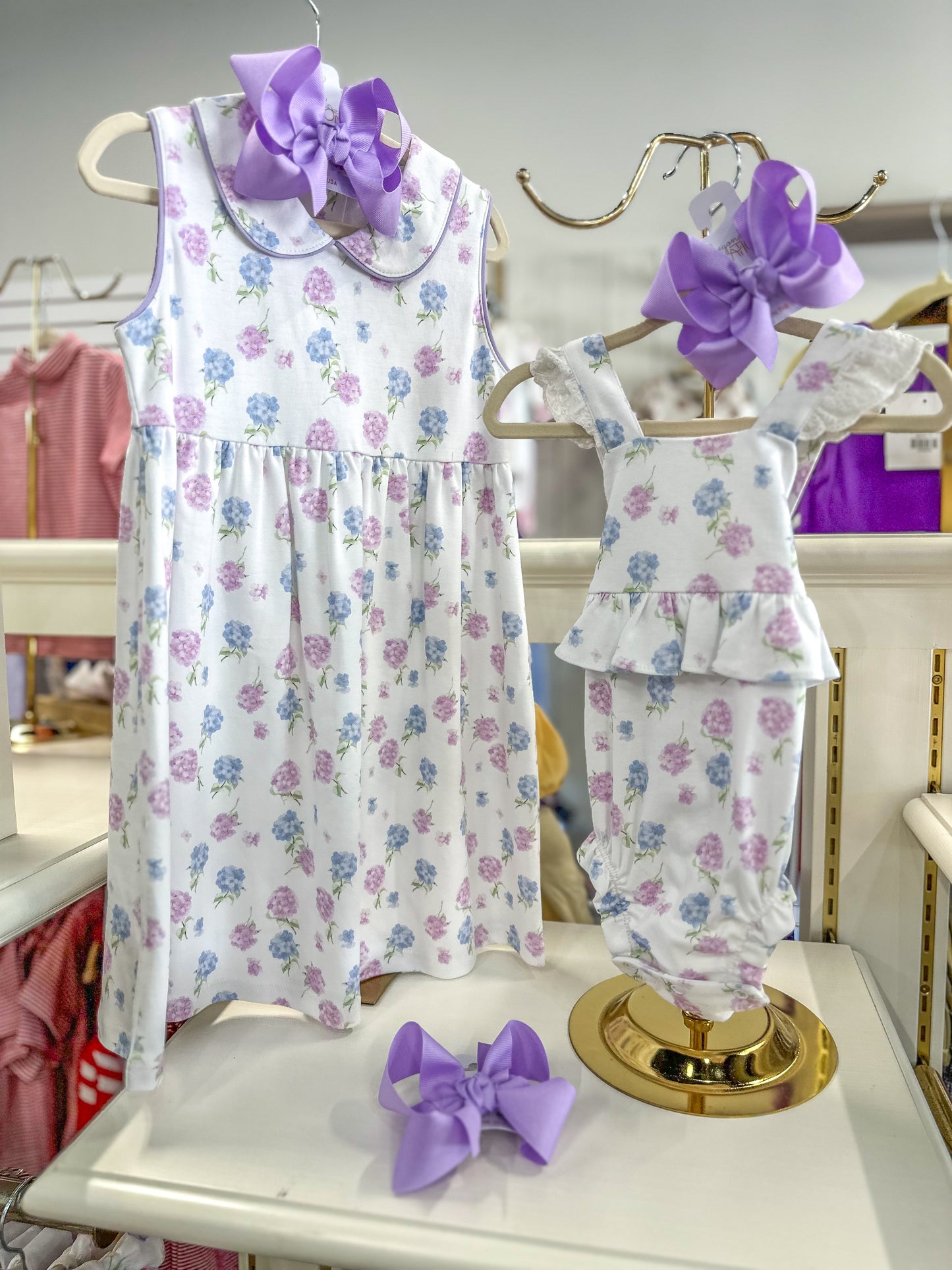 Lilac Hydrangeas Dress with Round Collar