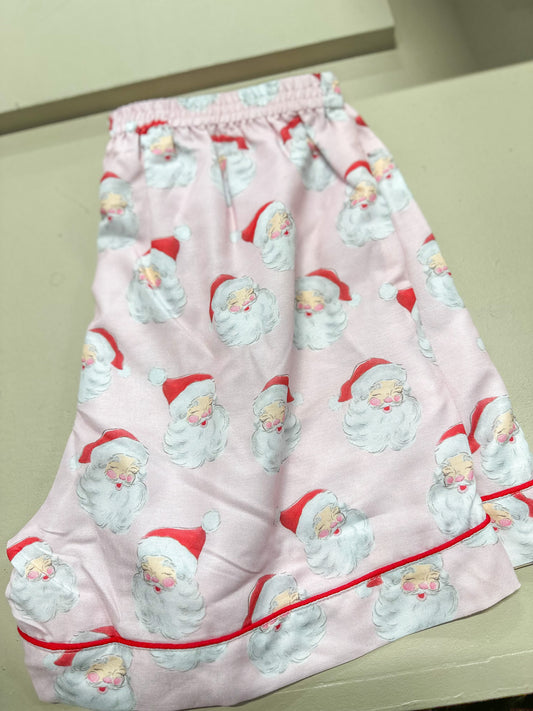 Women's Pink Santa Pajama Shorts