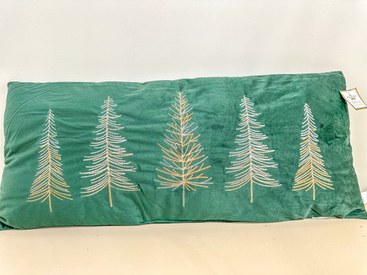 Green/Gold Glimmer Trees Embroidered Pillow