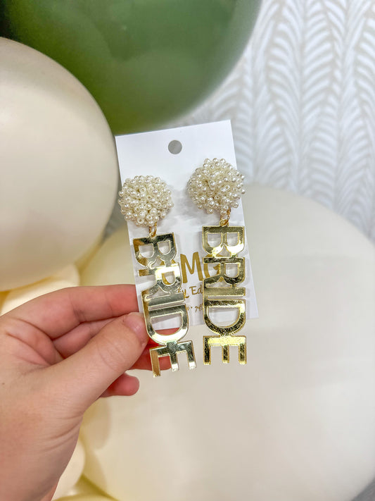 Bridal Dreams Gold Acrylic Seed Bead Earrings