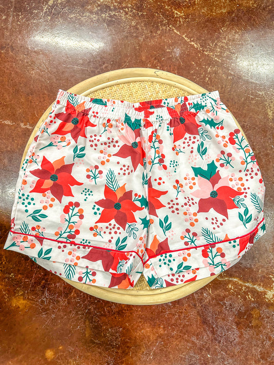 Women's Poinsettia Pajama Short Set