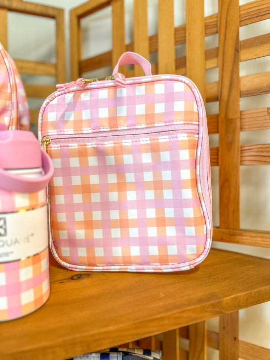 Pink/Orange Pretty Plaid Kids Lunchbox