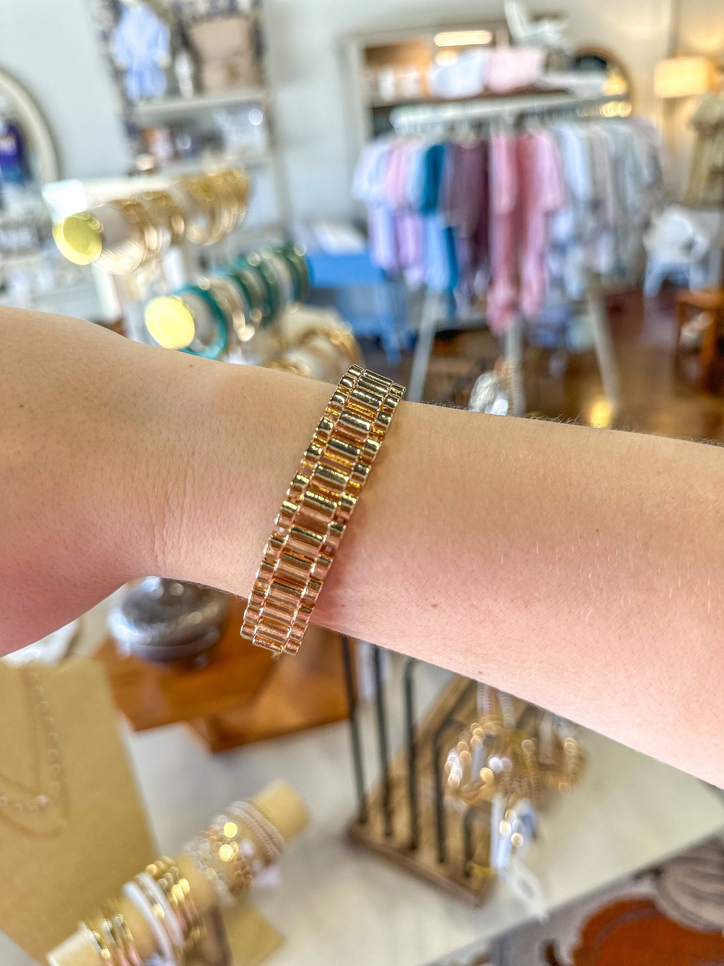 Gold Watch Band Stretch Bracelet