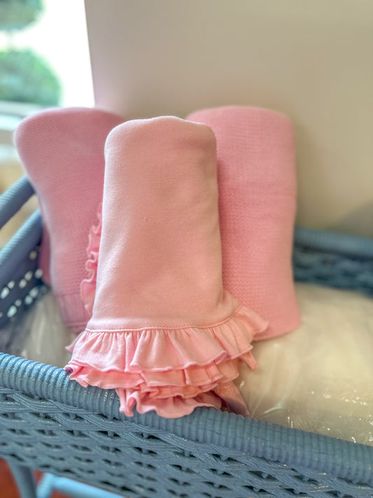 BB Light Pink Ruffle Infant Blanket