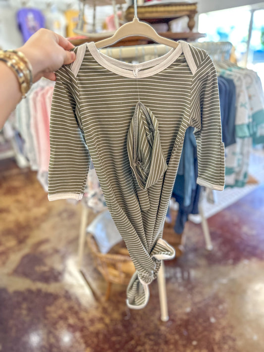Green Stripe 2pc Baby Gown