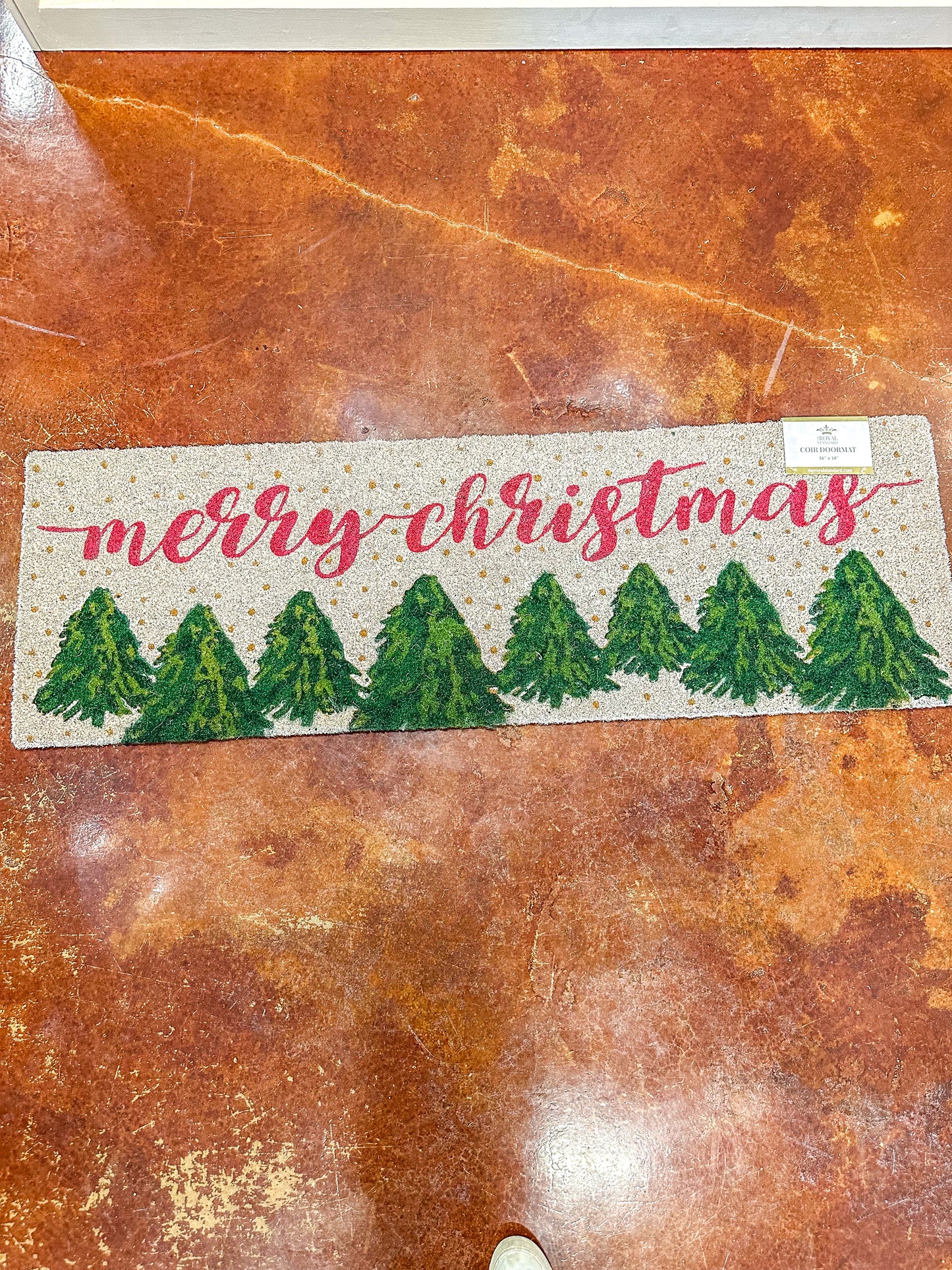 Merry Christmas Royal Fir Coir Double Doormat